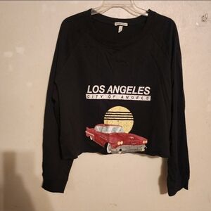 Derek Heart Crop Sweatshirt Distress Slashed Los Angeles Vtg Red Car Sz 3X NWOT